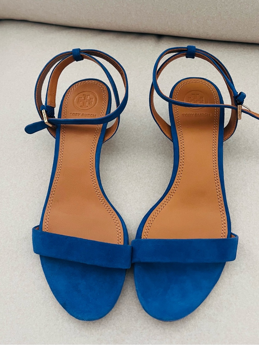 Tory Burch Cobalt Blue Suede Ankle-Strap Sandals